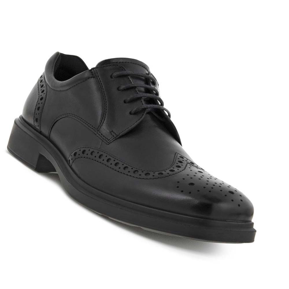 Férfi Ecco Helsinki 2.0 Wing Tip Tie Ruha Cipő Fekete | HU 517HAP